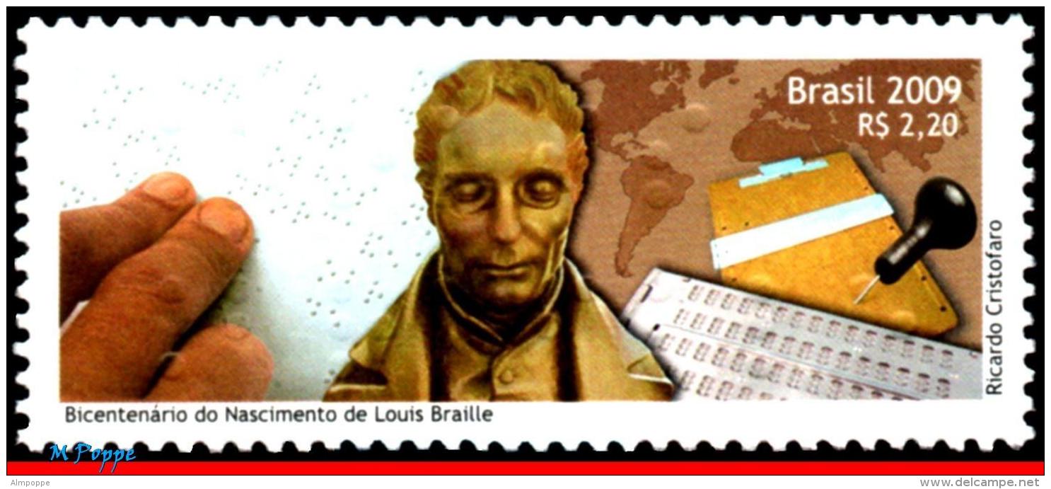 Ref. BR-3064 BRAZIL 2009 FAMOUS PEOPLE, LOUIS BRAILLE, SCIENCE,, INVENTORS, DISABLED PERSONS, MNH 1V Sc# 3064 - Sonstige & Ohne Zuordnung