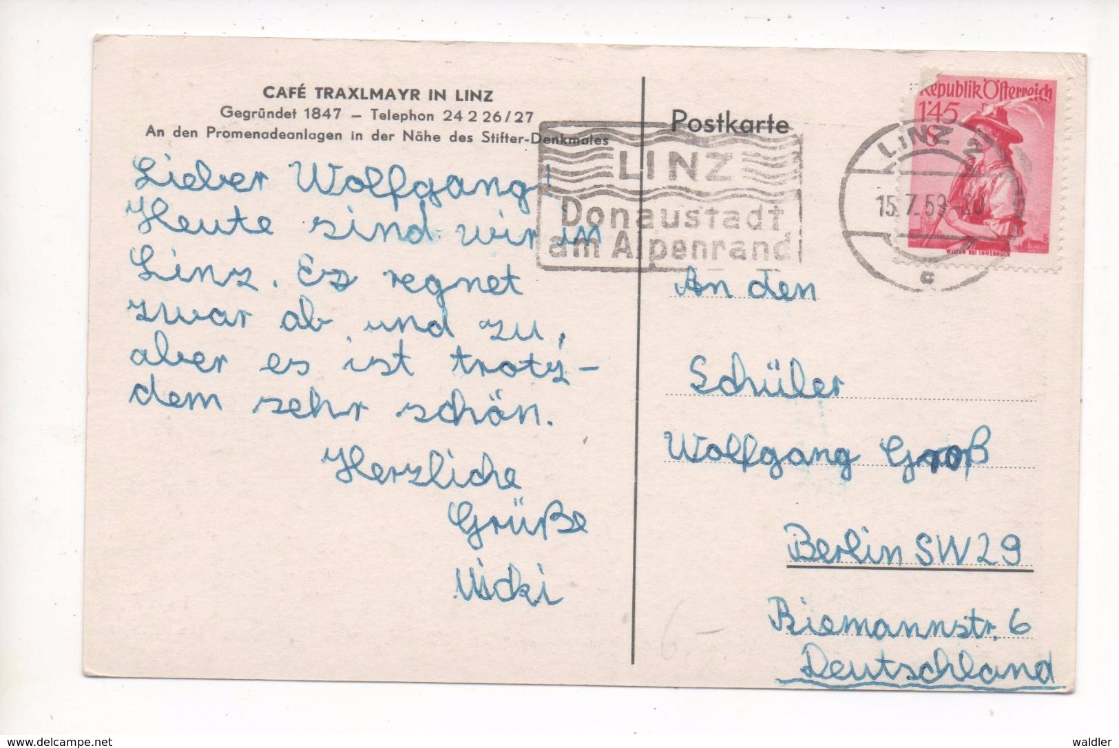 4010  LINZ, CAFE TRAXLMAYR  ~ 1950 - Sonstige & Ohne Zuordnung