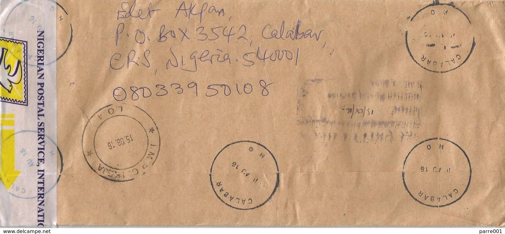 Nigeria 2016 Calabar Slave Chains Bank Barcoded Registered Cover Checked And Resealed At Lagos - Nigeria (1961-...)