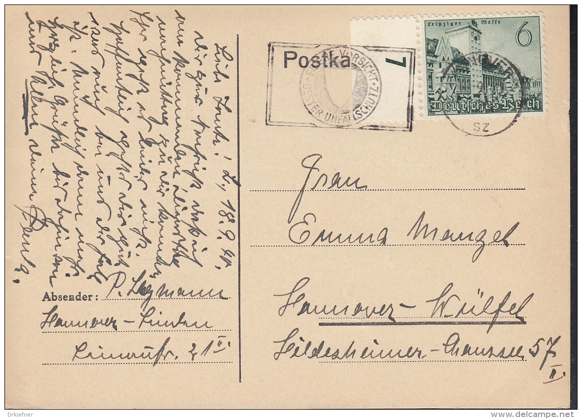 DR 740 Ef Auf Postkarte Mit Zeichnung: Pagode, Stupa, Mit Stempel: Hannover 18.9.1940 - Briefe U. Dokumente