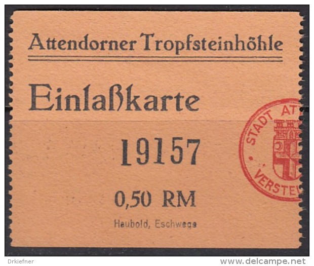 Attendorn, Tropfsteinhöhle, Atta-Höhle, Eintrittskarte Kind, 1939 - Eintrittskarten