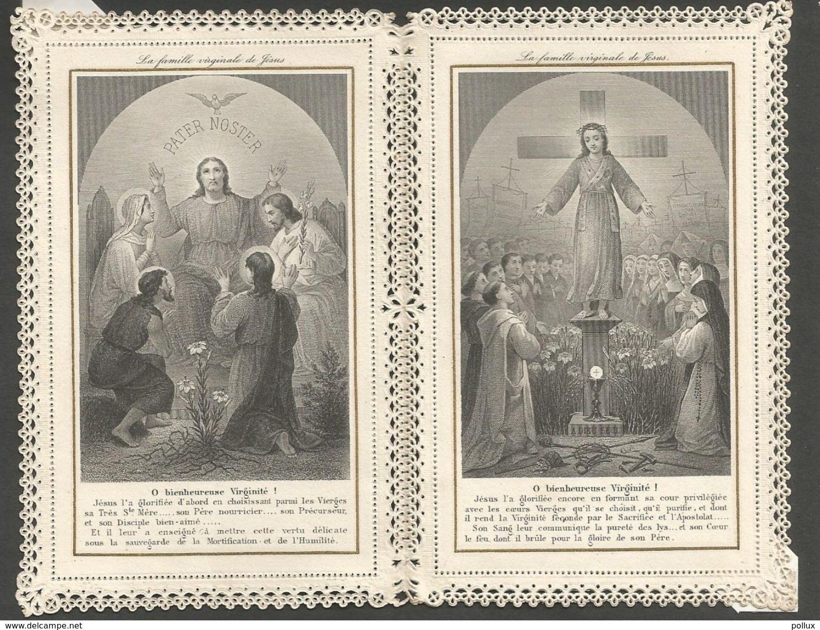 Image Pieuse Holy Card Canivet  La Famille Virginale De Jésus,la Prière Efficace RARE EXEMPLAIRE DOUBLE ,A VOIR !!!! - Godsdienst & Esoterisme