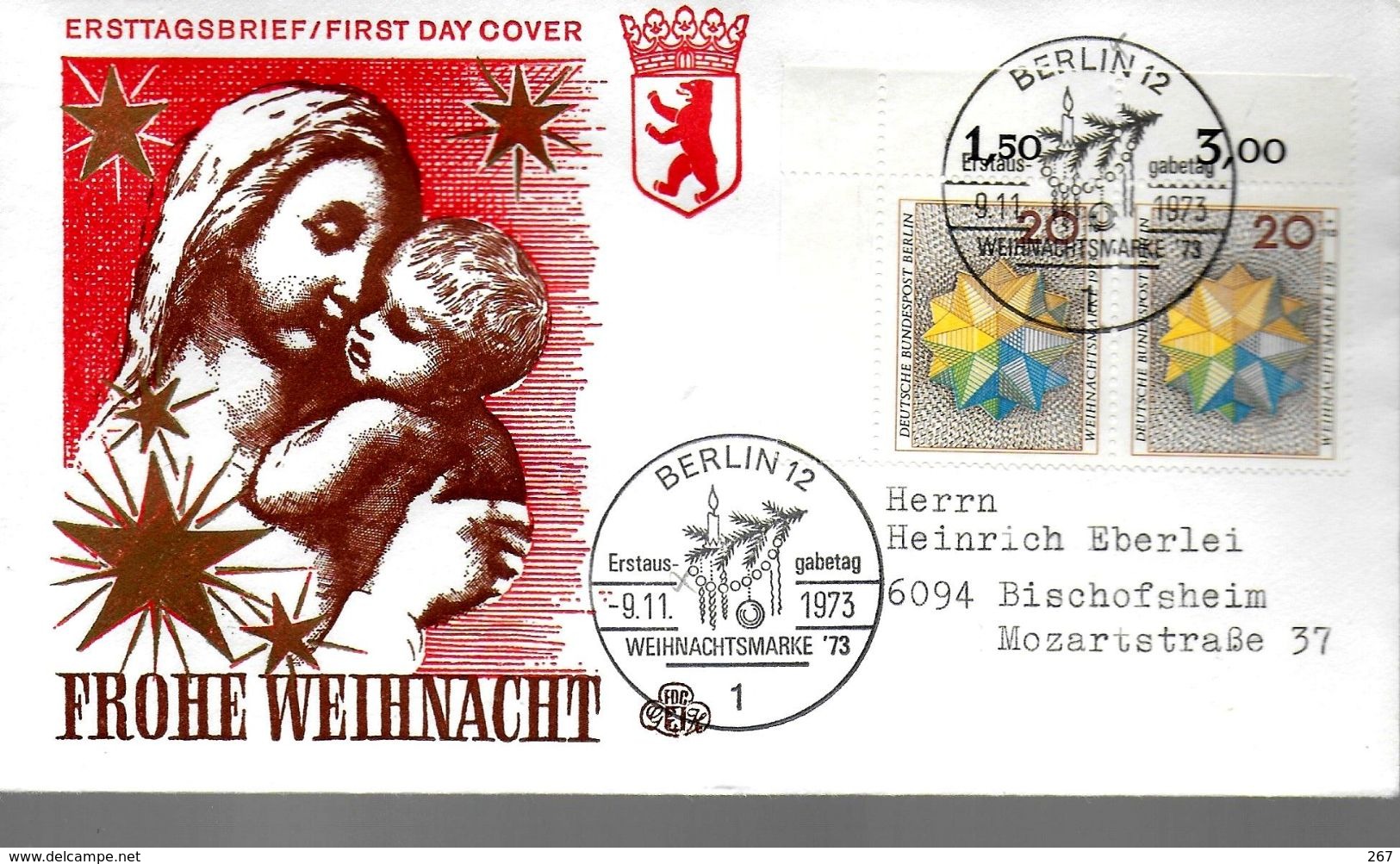 ALLEMAGNE  BERLIN  FDC   1973 Noel - Weihnachten