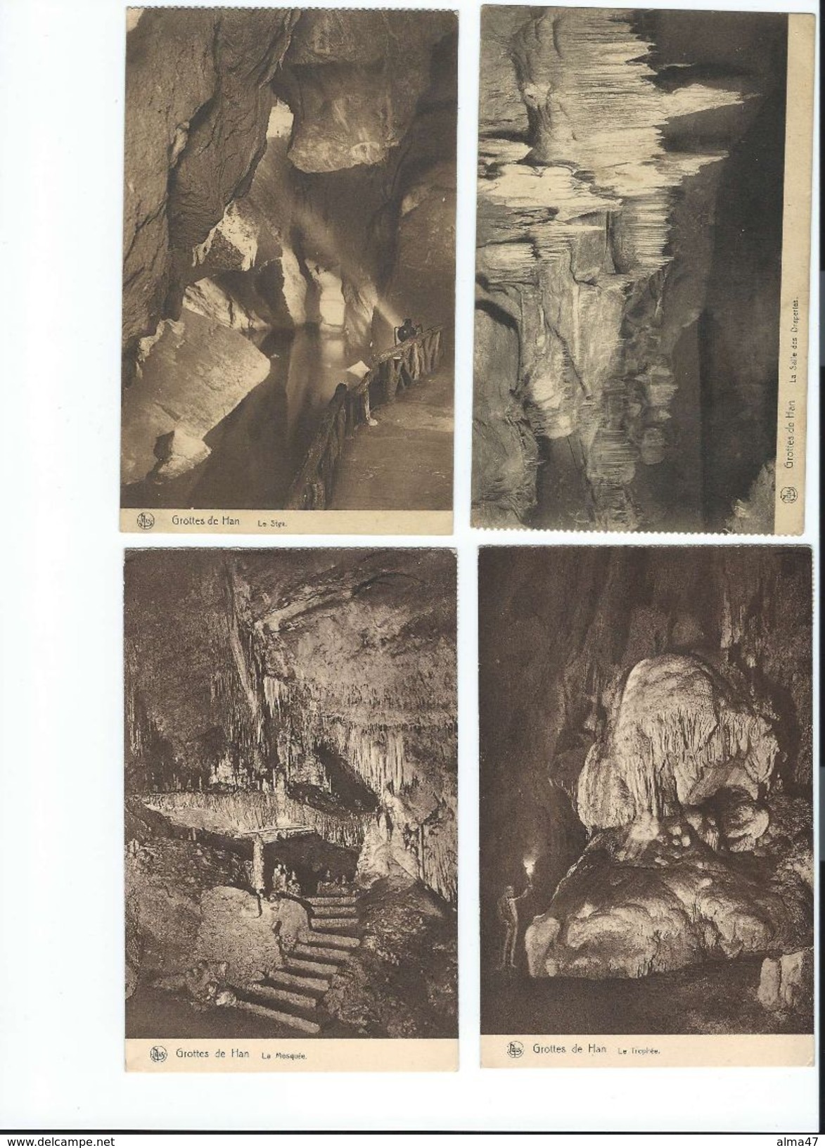 Han-sur-Lesse - LOT De 5 CP - Intérieur Grottes Salles Et Différents Stalactites, Stalagmites - Circulés 1912, 1953,... - Rochefort