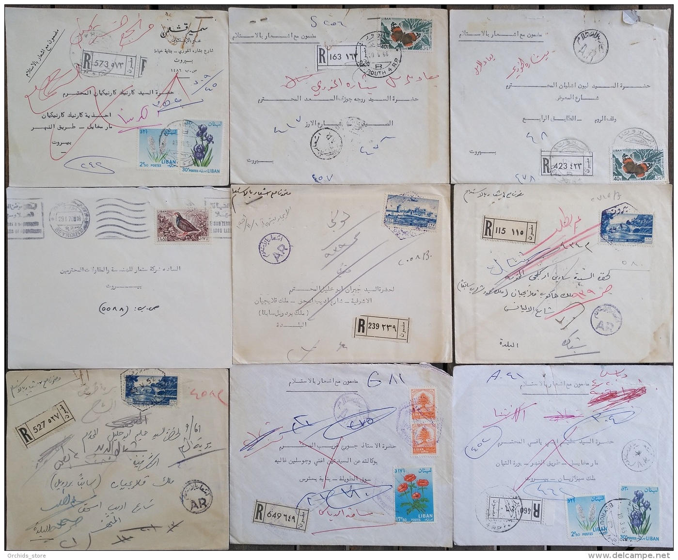 L7 Lebanon 1950s-1970s Lot Of  9 Registered Covers Sent From Famous Lawyers Officers - Lebanon
