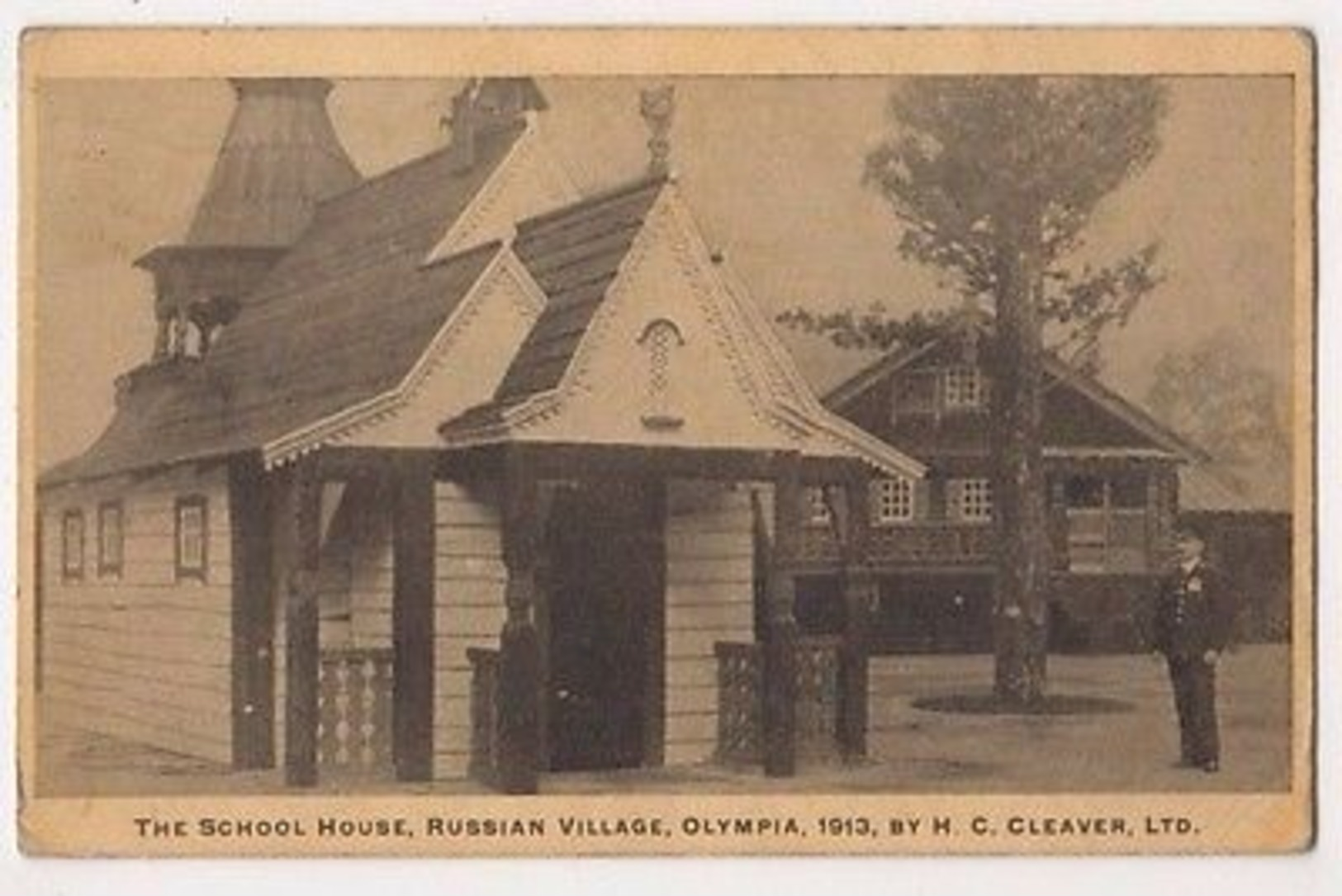 School House Russia Village Olympia 1913 H.C. Cleaver Advert Postcard B717 - Expositions