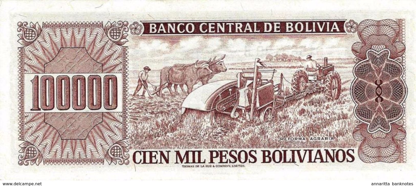 Bolivia (BCB) 100000 Pesos Bolivianos 1984 UNC Cat No. P-171a1 / BO357a - Bolivia