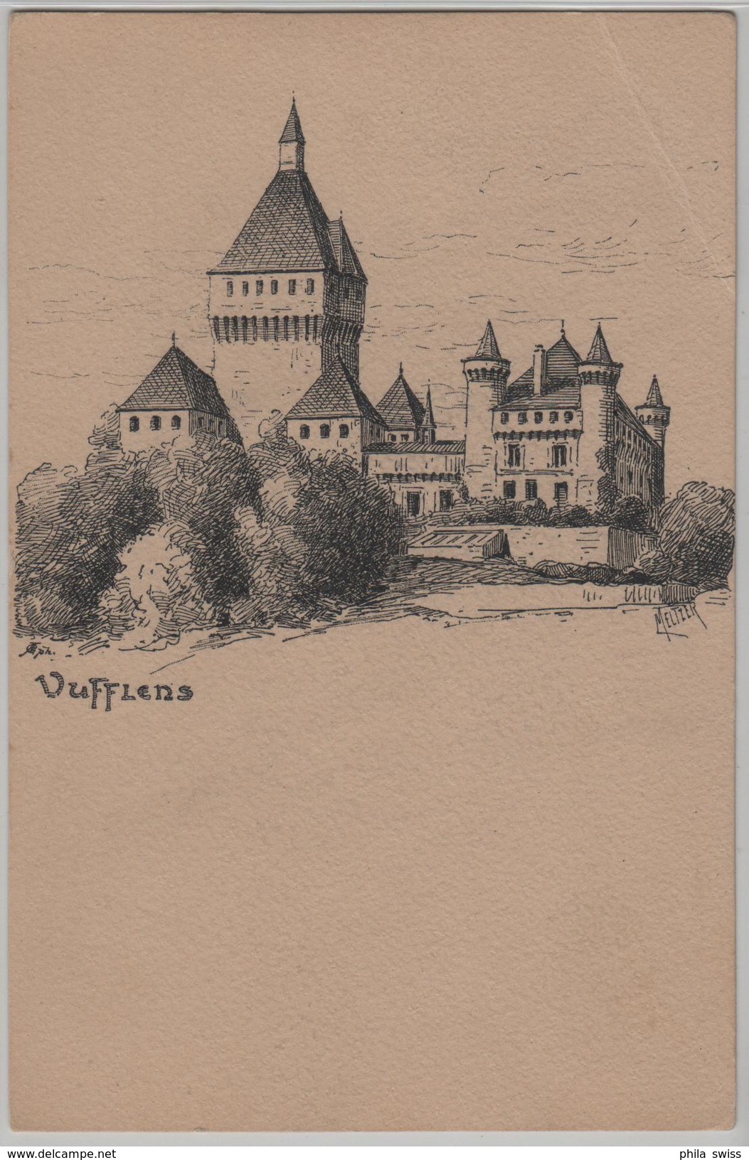 Vufflens Chateau - Künstlerkarte Metzler - Vufflens-le-Château