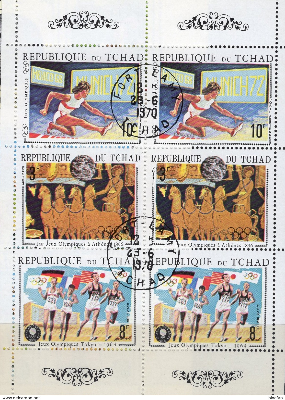 Olympia München 1972 Tchad 325/7 Im 6-KB O 3€ Hürdenlauf Langlauf Athletics History Athen 1896 Sheetlet Bf Olympics - Sommer 1896: Athen