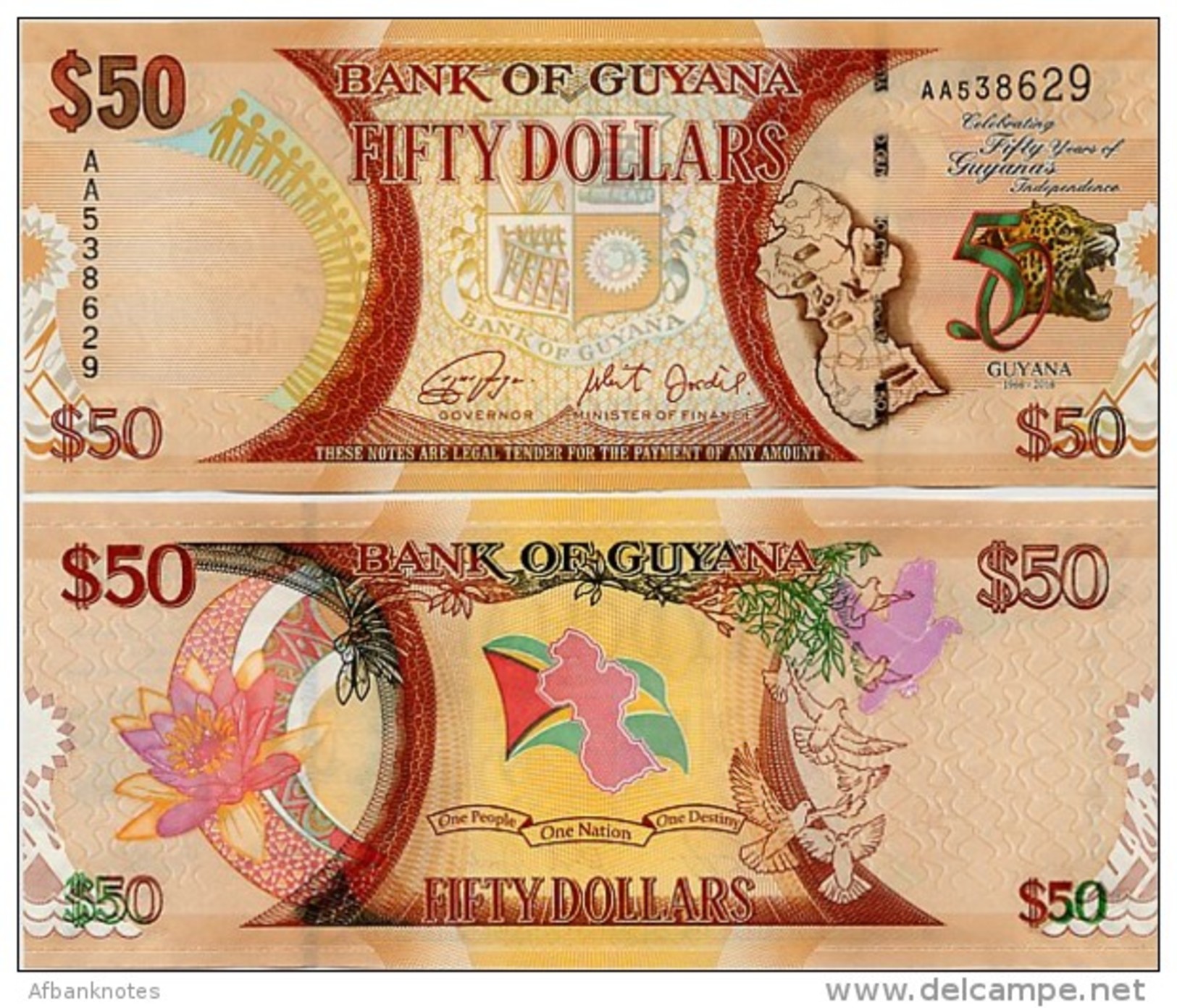 GUYANA       50 Dollars       Comm.       P-New       2016       UNC - Guyana