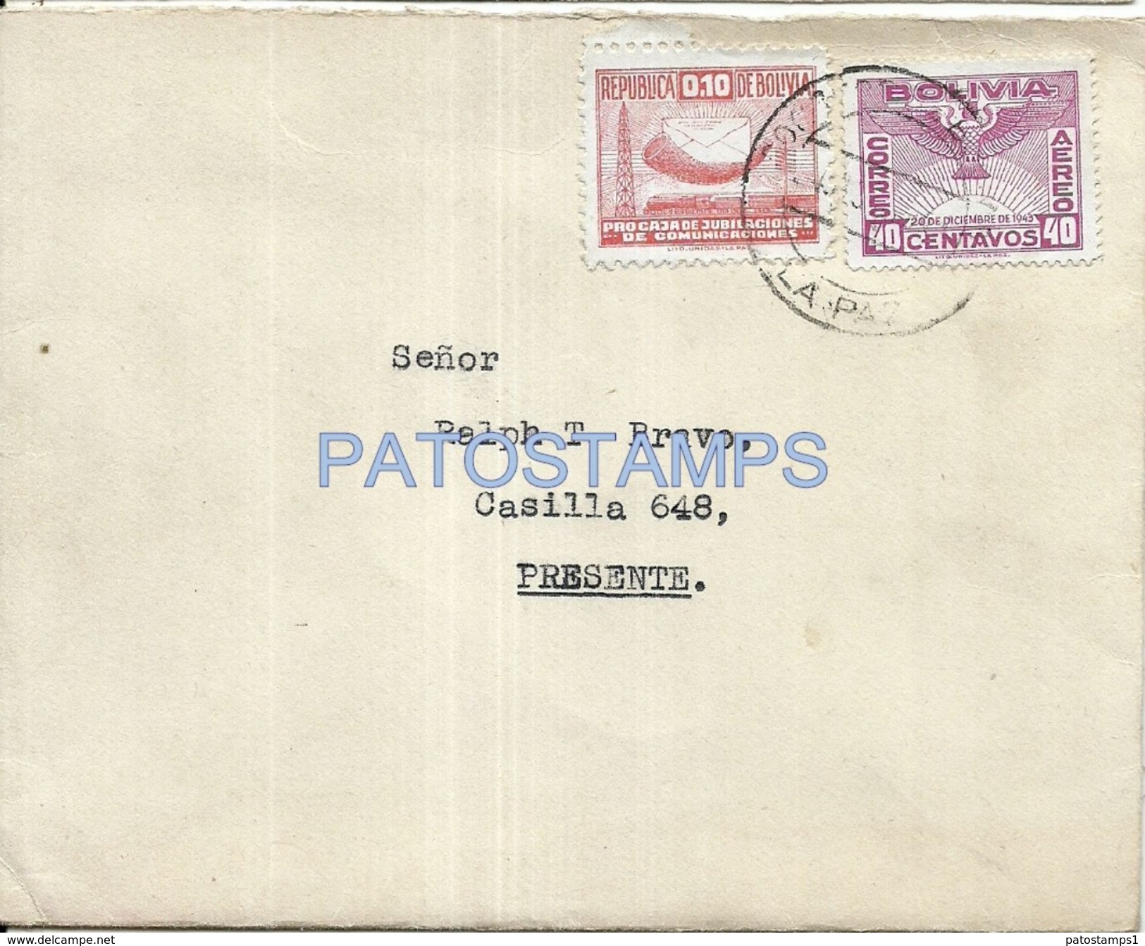 78753 BOLIVIA LA PAZ COVER CIRCULATED TO ORURO CASILLA 648 MULTI STAMPS NO POSTAL POSTCARD - Bolivie