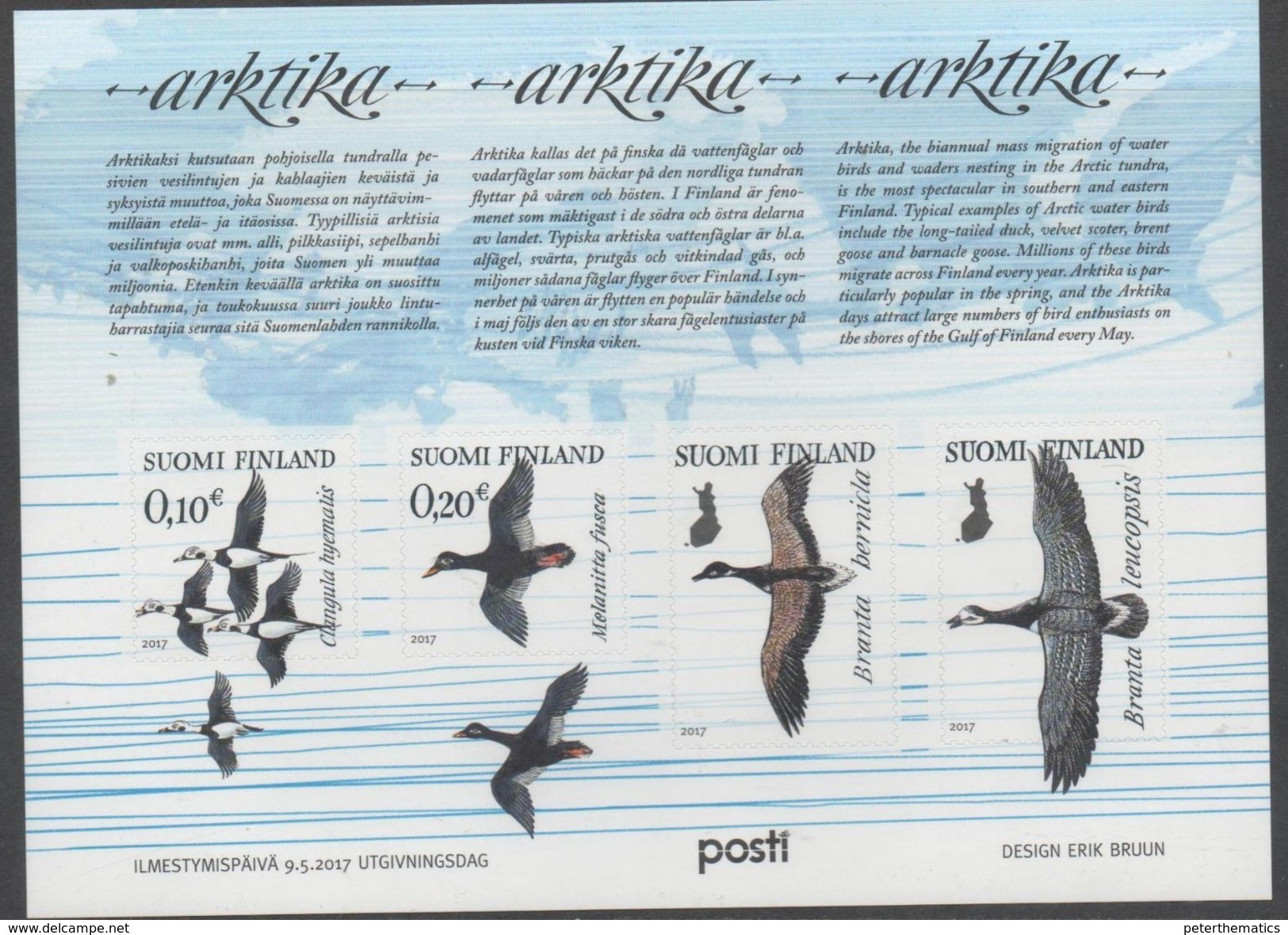FINLAND, 2017, MNH, BIRDS, ARCTIC BIRDS, SHEETLET - Other & Unclassified