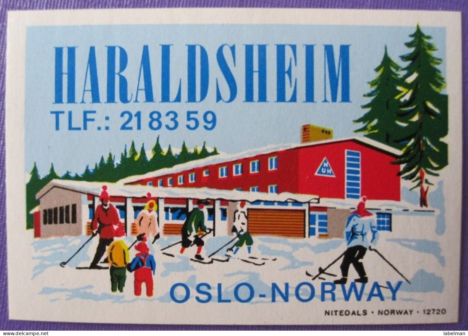 HOTEL HOTELLI HOTELL HOTELLET HARALDSHEIM OSLO NORVEGE NORWAY NORGE DECAL LUGGAGE LABEL ETIQUETTE AUFKLEBER - Etiketten Van Hotels