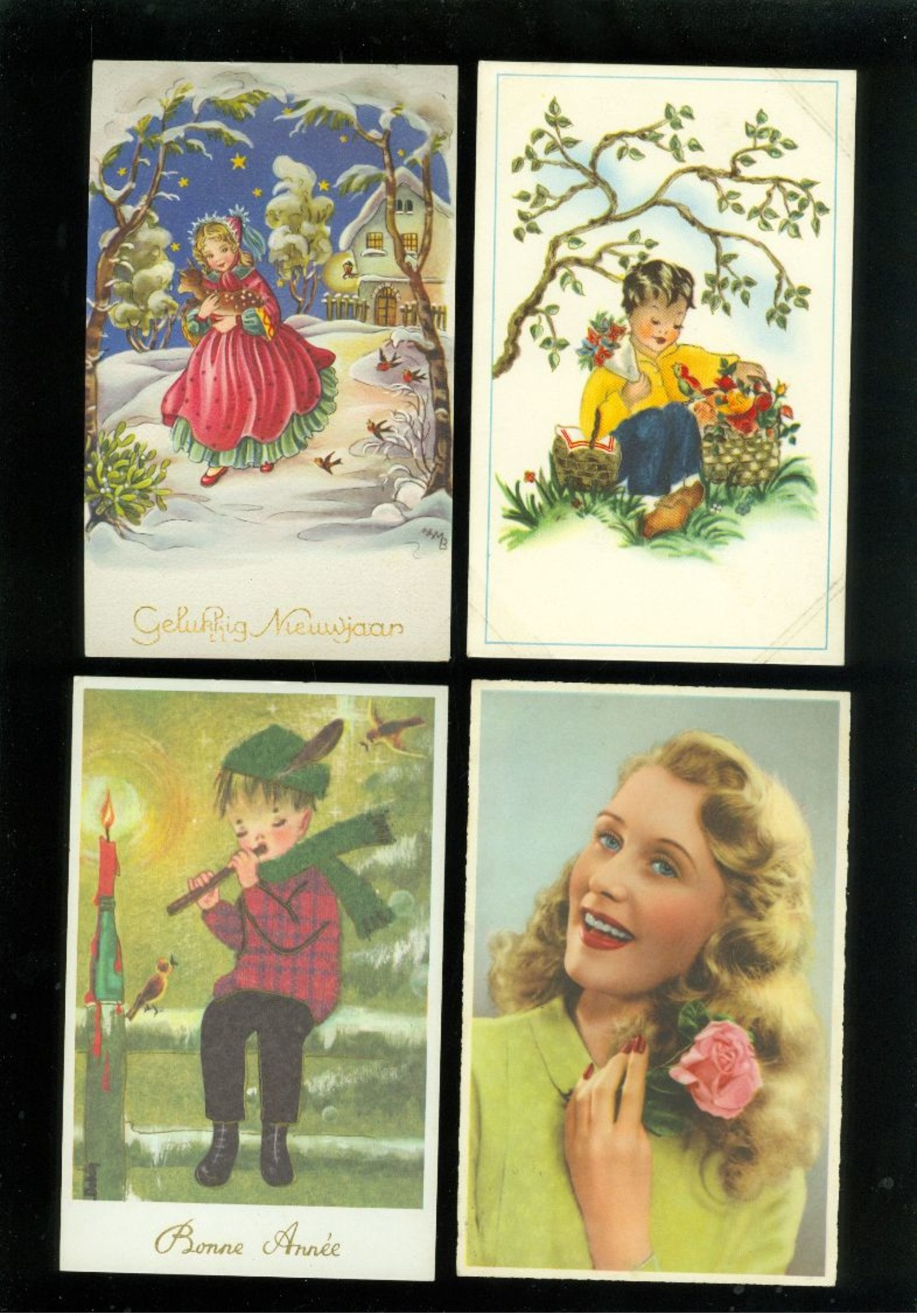 Beau lot de 60 cartes postales de fantaisie   Mooi lot 60 postkaarten van fantasie -  60 scans