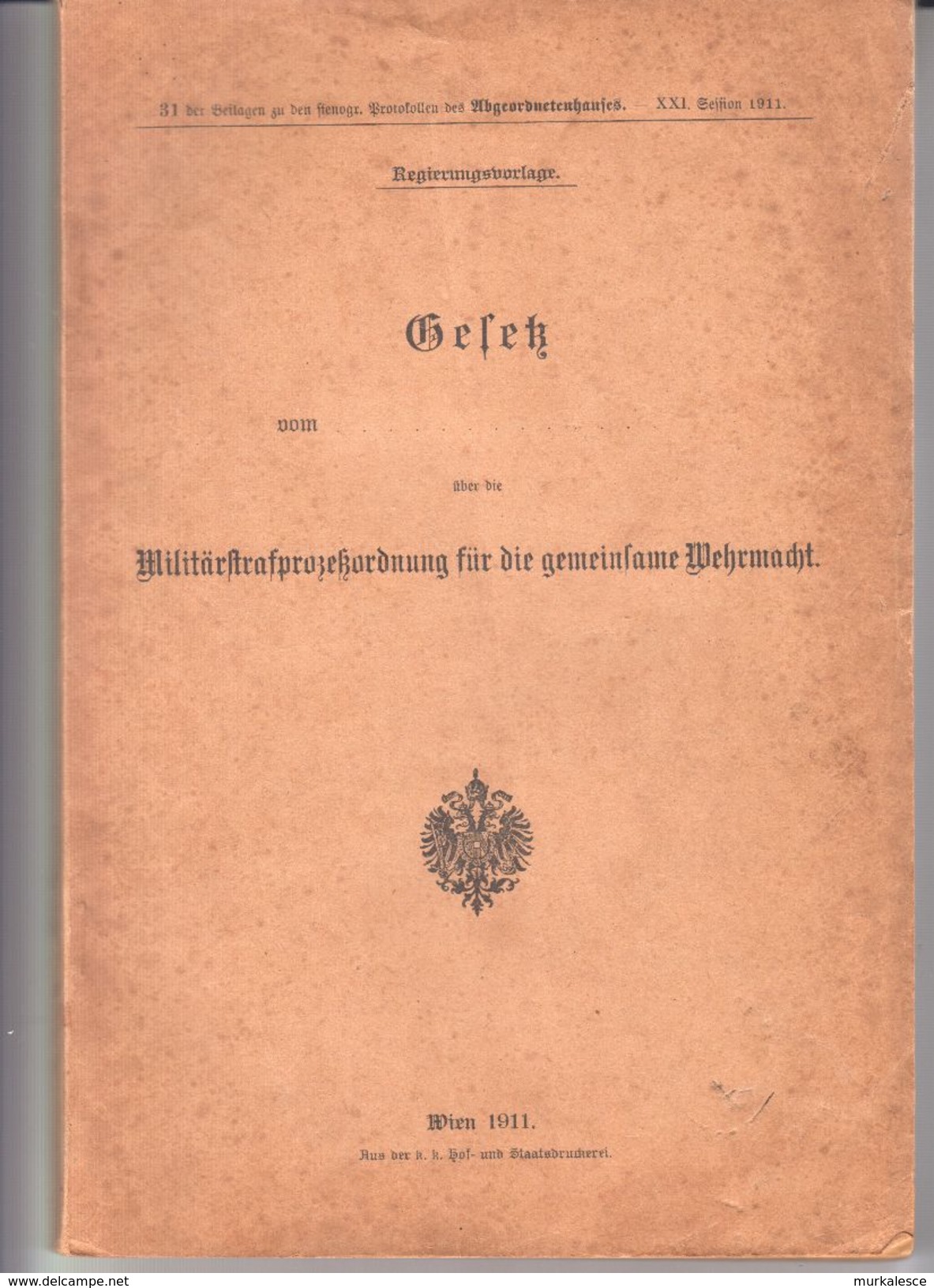 MILTAR BUCH  K.U.K.   1911  WIEN  SEITE  288 - Allemand