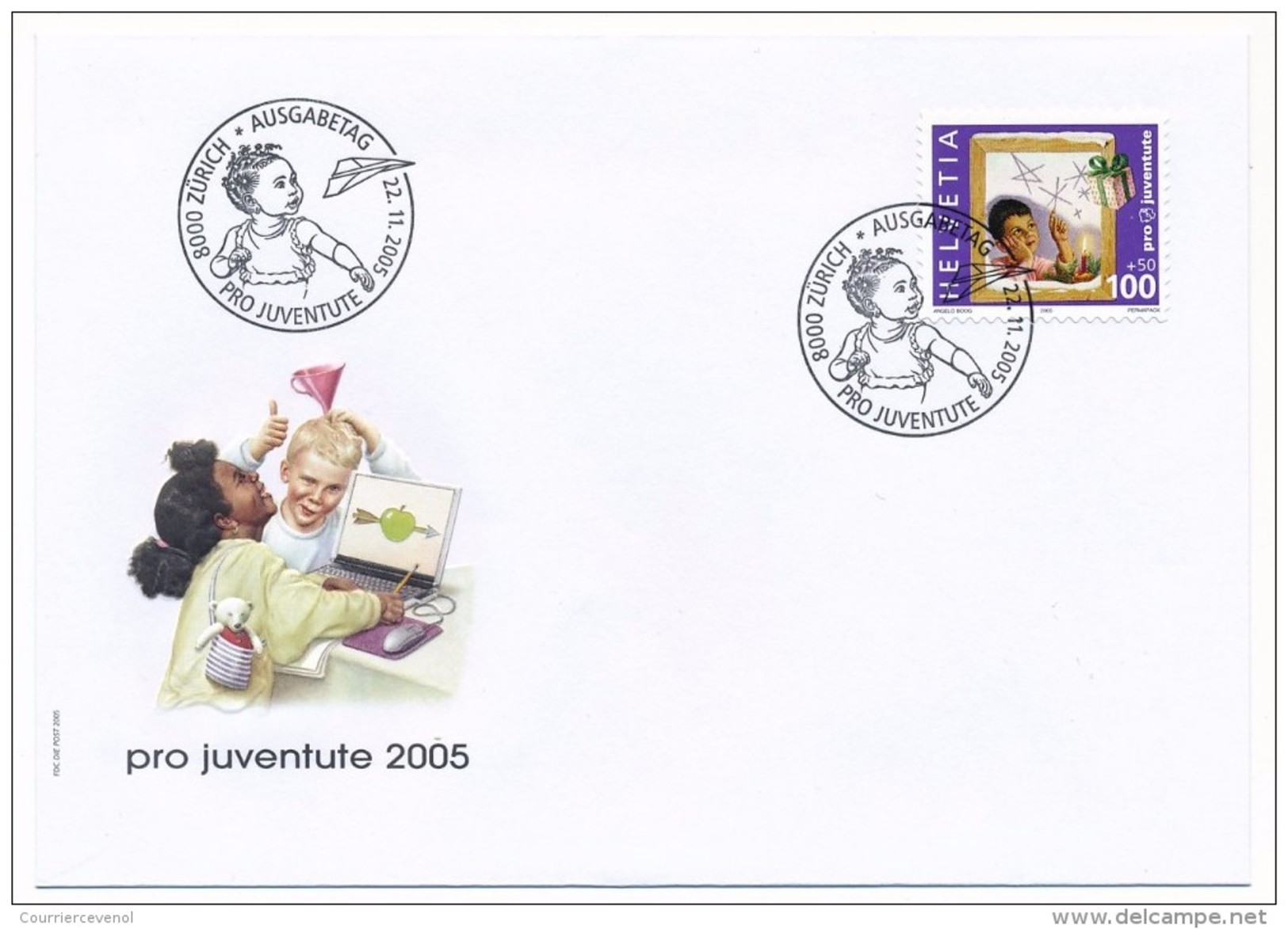 SUISSE -  FDC 2005 - Pro Juventute - 6 Enveloppes (2 Séries) + Cachet Noël Nativité - FDC