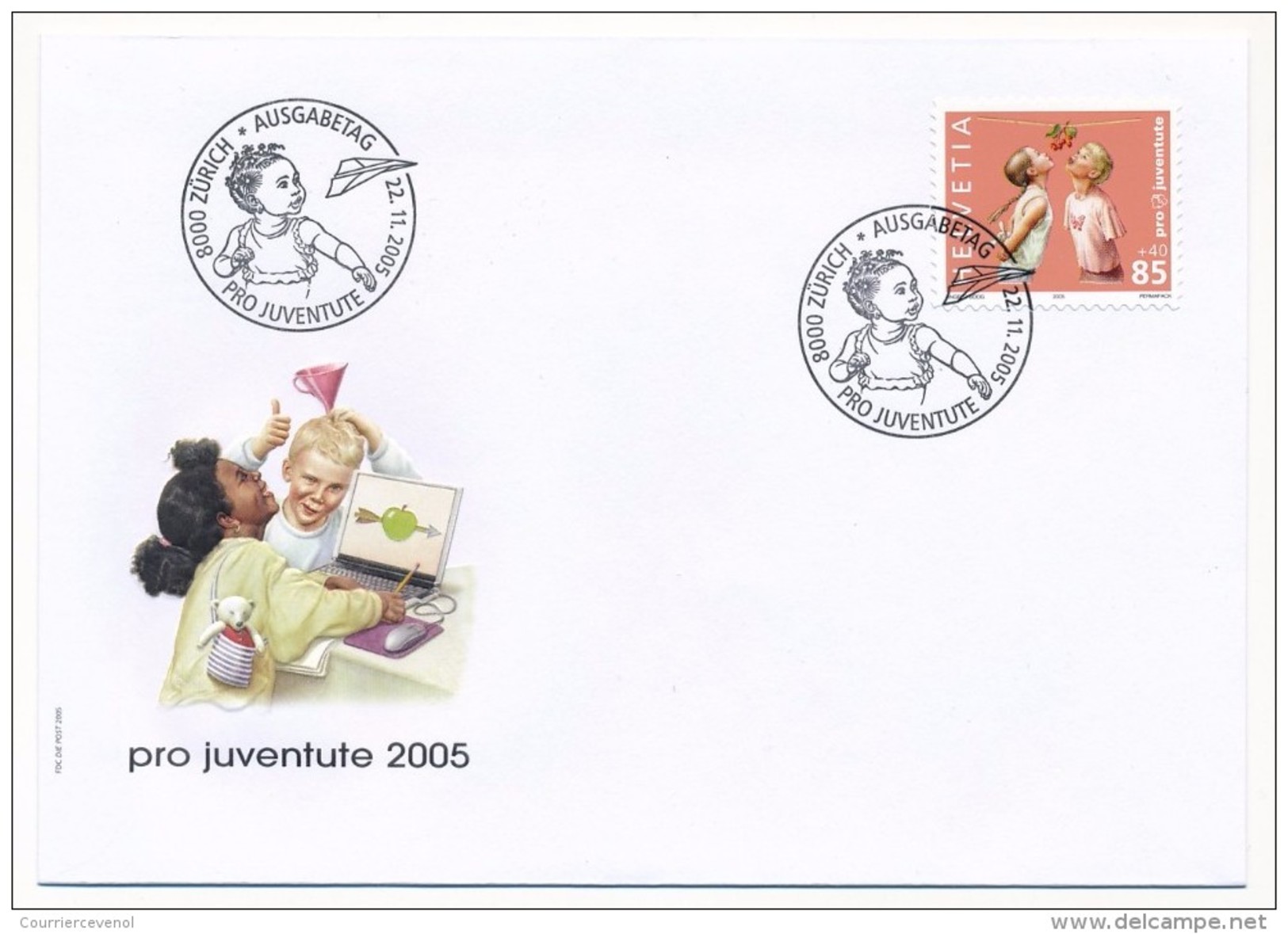 SUISSE -  FDC 2005 - Pro Juventute - 6 Enveloppes (2 Séries) + Cachet Noël Nativité - FDC