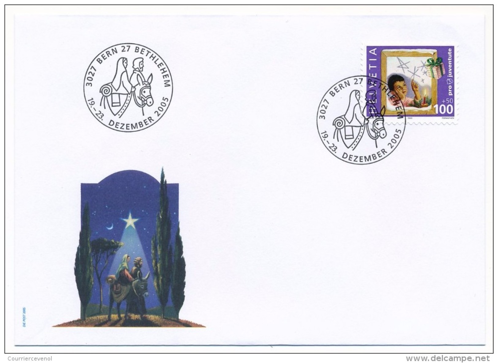 SUISSE -  FDC 2005 - Pro Juventute - 6 Enveloppes (2 Séries) + Cachet Noël Nativité - FDC