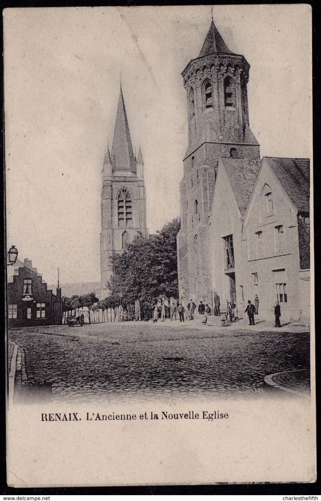 RENAIX - RONSE --- L'ANCIENNE ET LA NOUVELLE EGLISE -  Animée - Carte Vierge - Renaix - Ronse