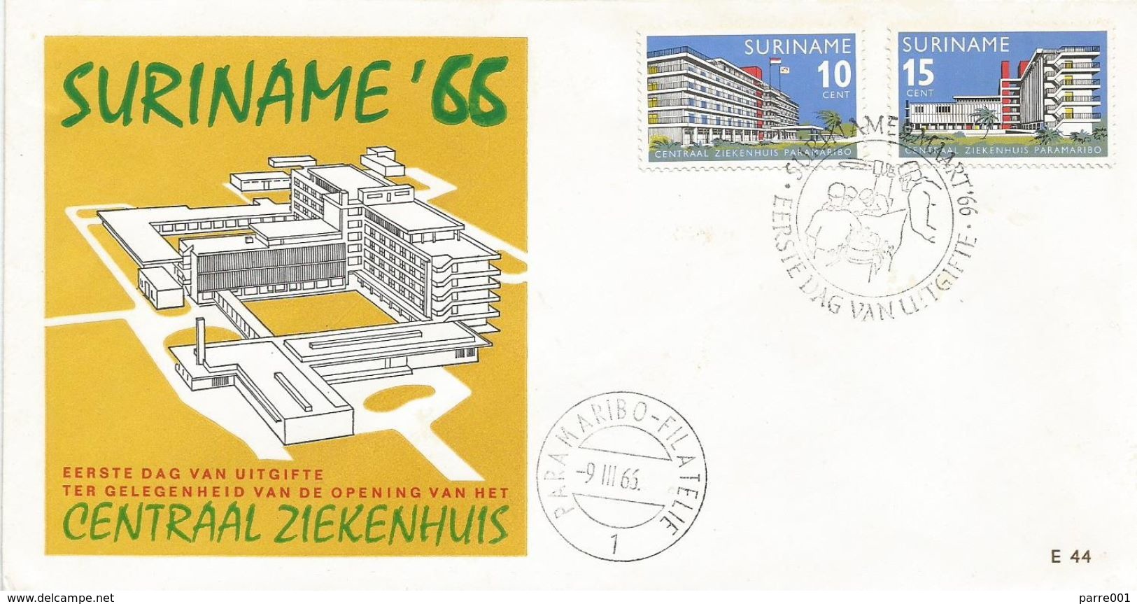 Suriname 1966 Parimaribo Hospital Health FDC Cover - Surinam