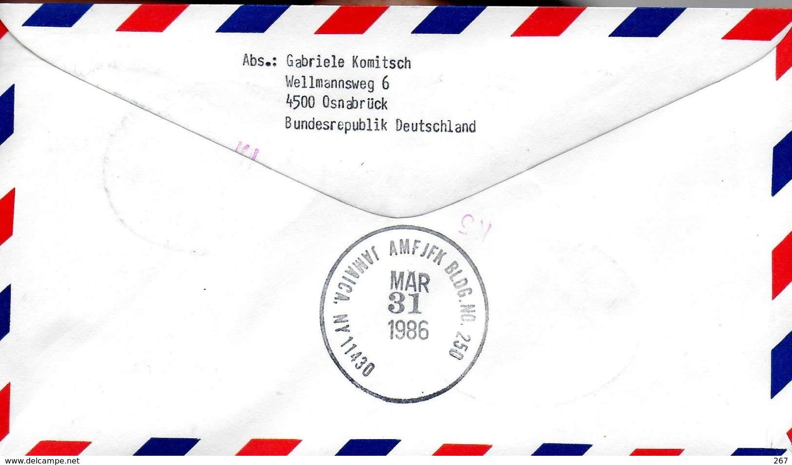 ALLEMAGNE  Lettre Poste Aerienne  1986 1er Vol  Nurnberg - New York Avions B 747 - Flugzeuge