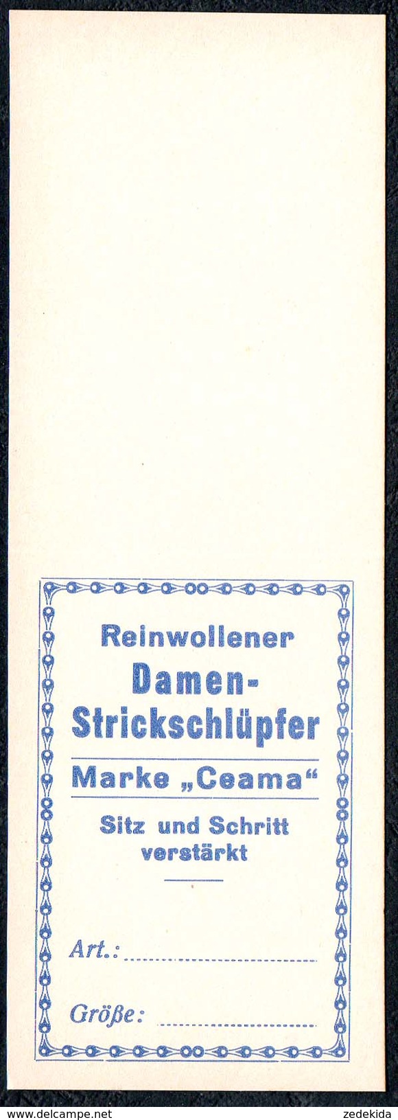 A7103 - Altes Etikett - Werbung - Damen Strickschlüpfer - Marke Ceama TOP - Sonstige & Ohne Zuordnung