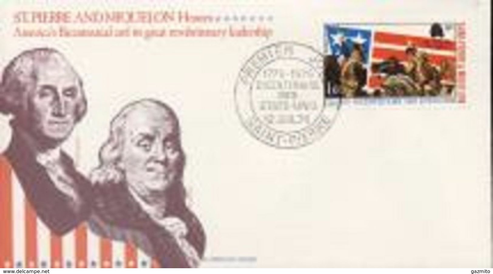 S. Pierre 1976, 200th Indipendence USA, Washington, 1val In FDC - Brieven En Documenten