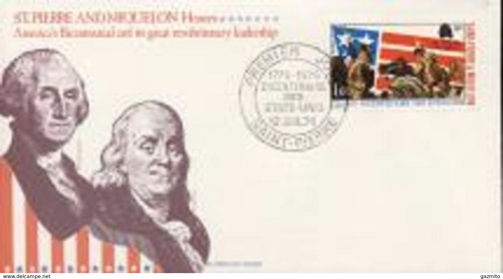 S. Pierre 1976, 200th Indipendence USA, Washington, 1val In FDC - George Washington