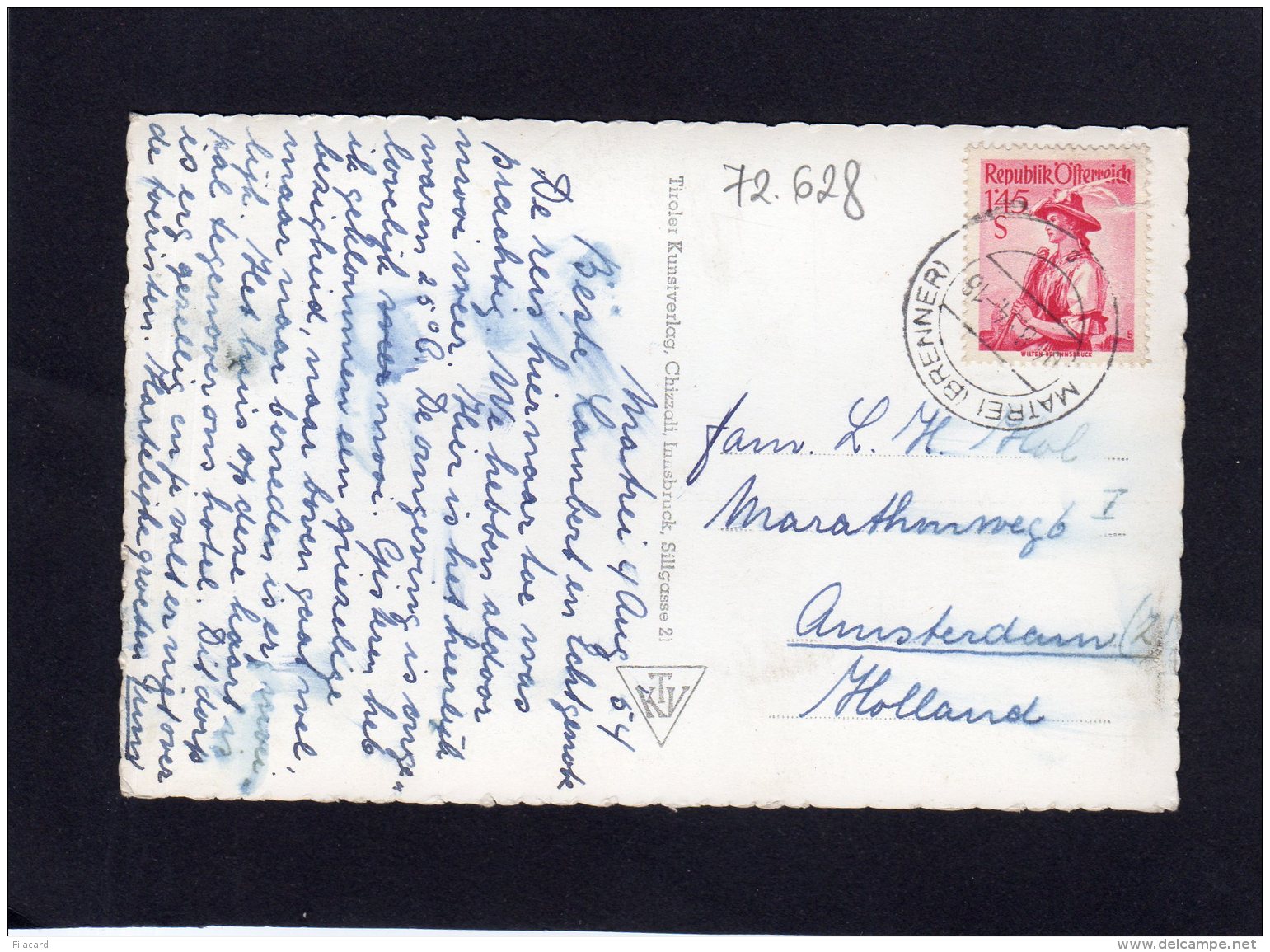 72628     Austria,   Matrei  Am  Brener,  VG  1954 - Matrei Am Brenner