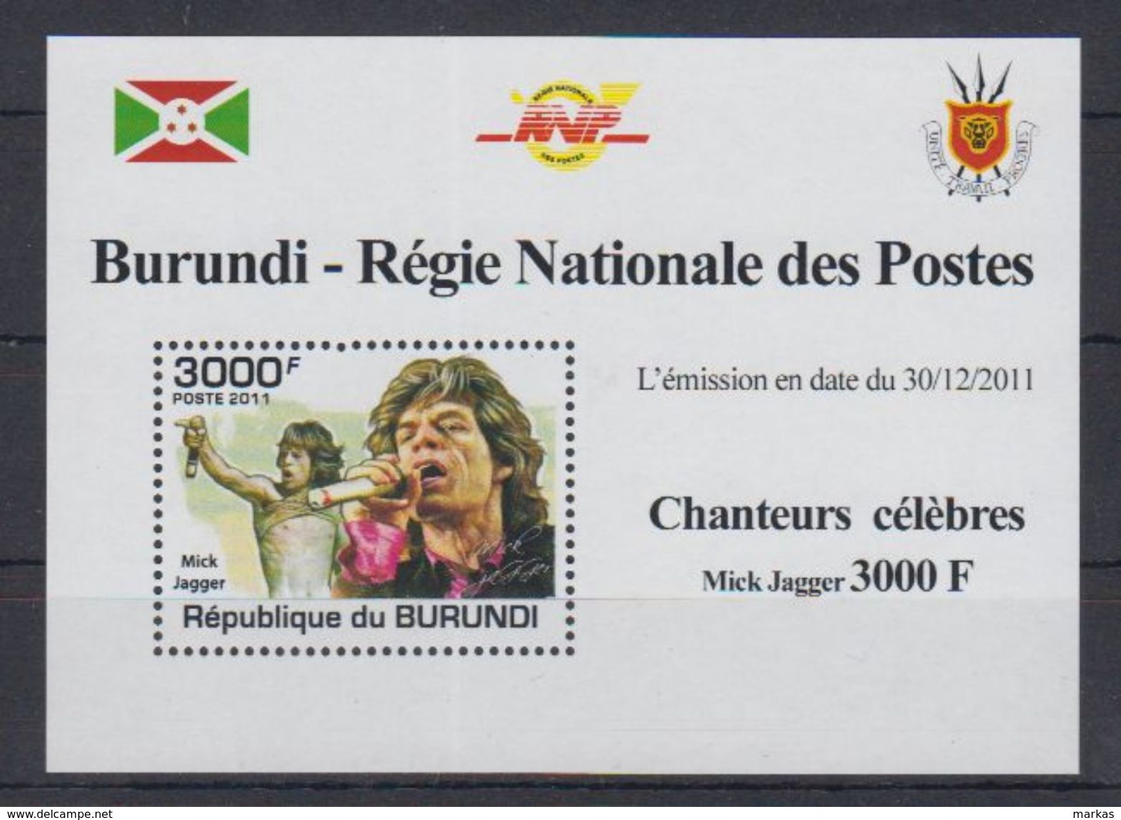 D53. Burundi - MNH - Famous People - Singers - 2011 - Deluxe - Otros & Sin Clasificación