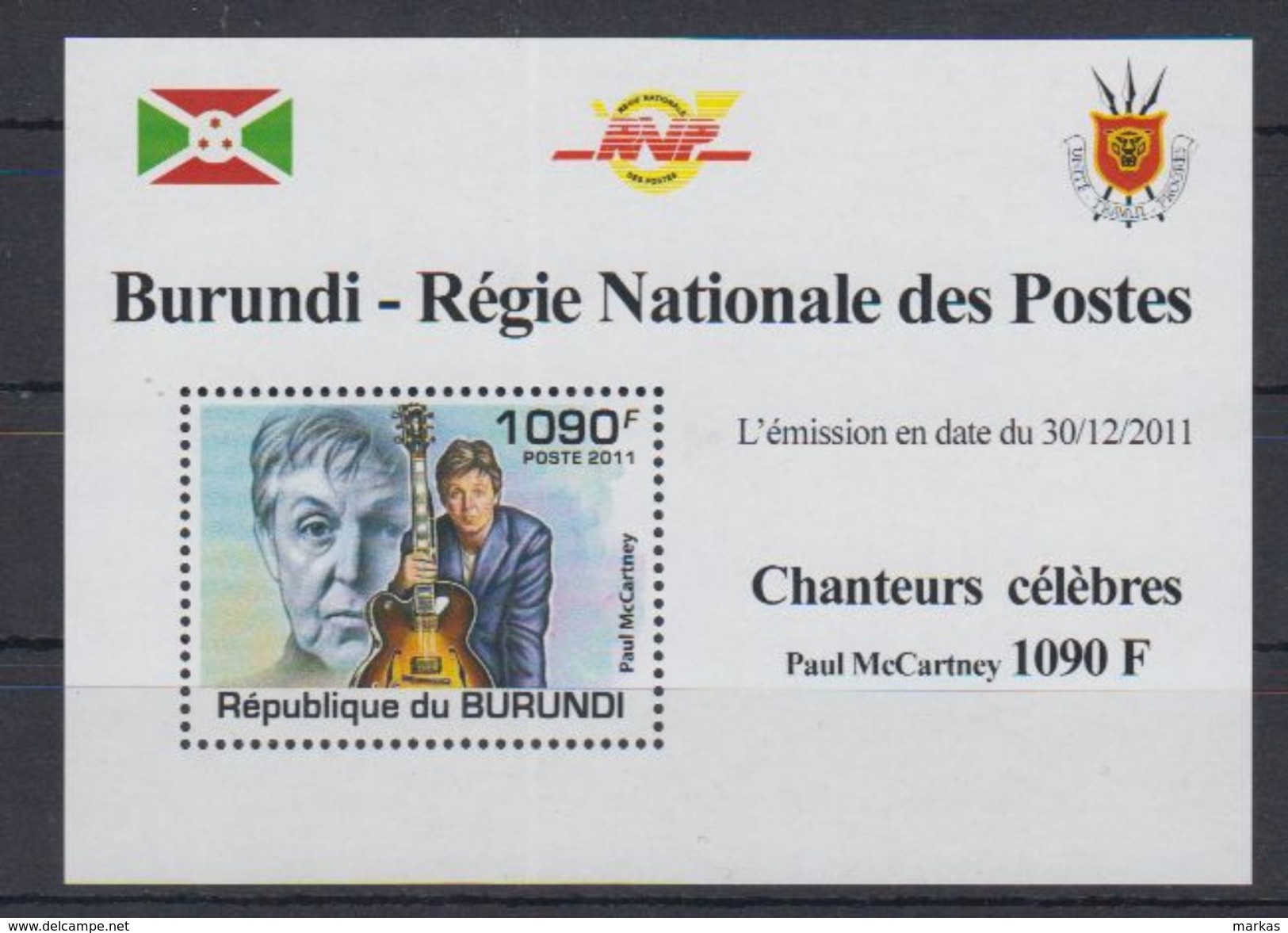 D53. Burundi - MNH - Famous People - Singers - 2011 - Deluxe - Otros & Sin Clasificación