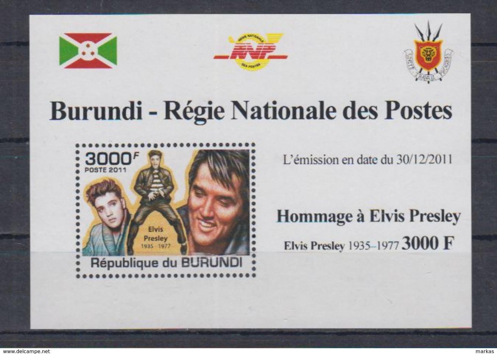 E53. Burundi - MNH - Famous People - Elvis Presley - 2011 - Deluxe - Otros & Sin Clasificación