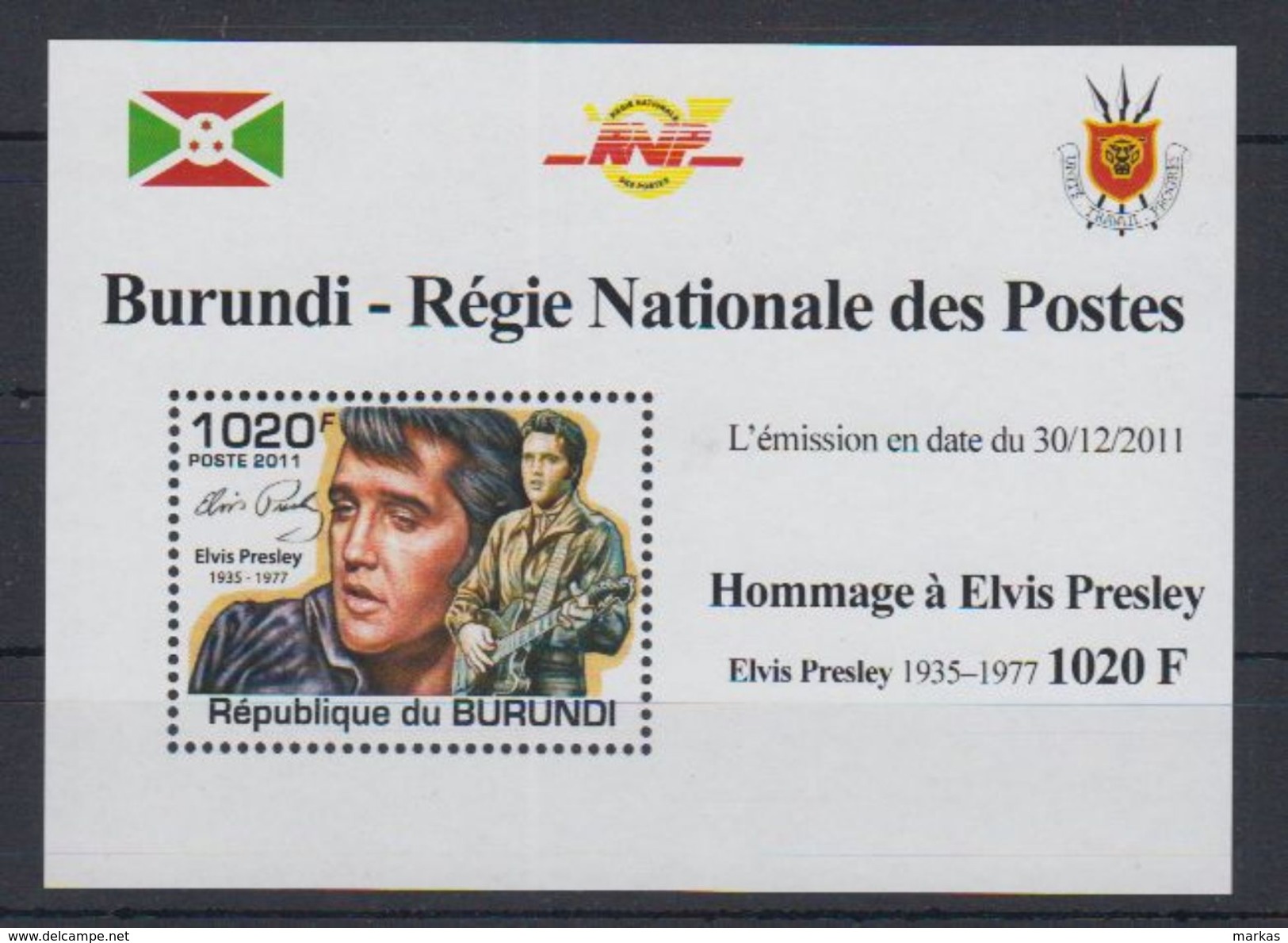 E53. Burundi - MNH - Famous People - Elvis Presley - 2011 - Deluxe - Otros & Sin Clasificación