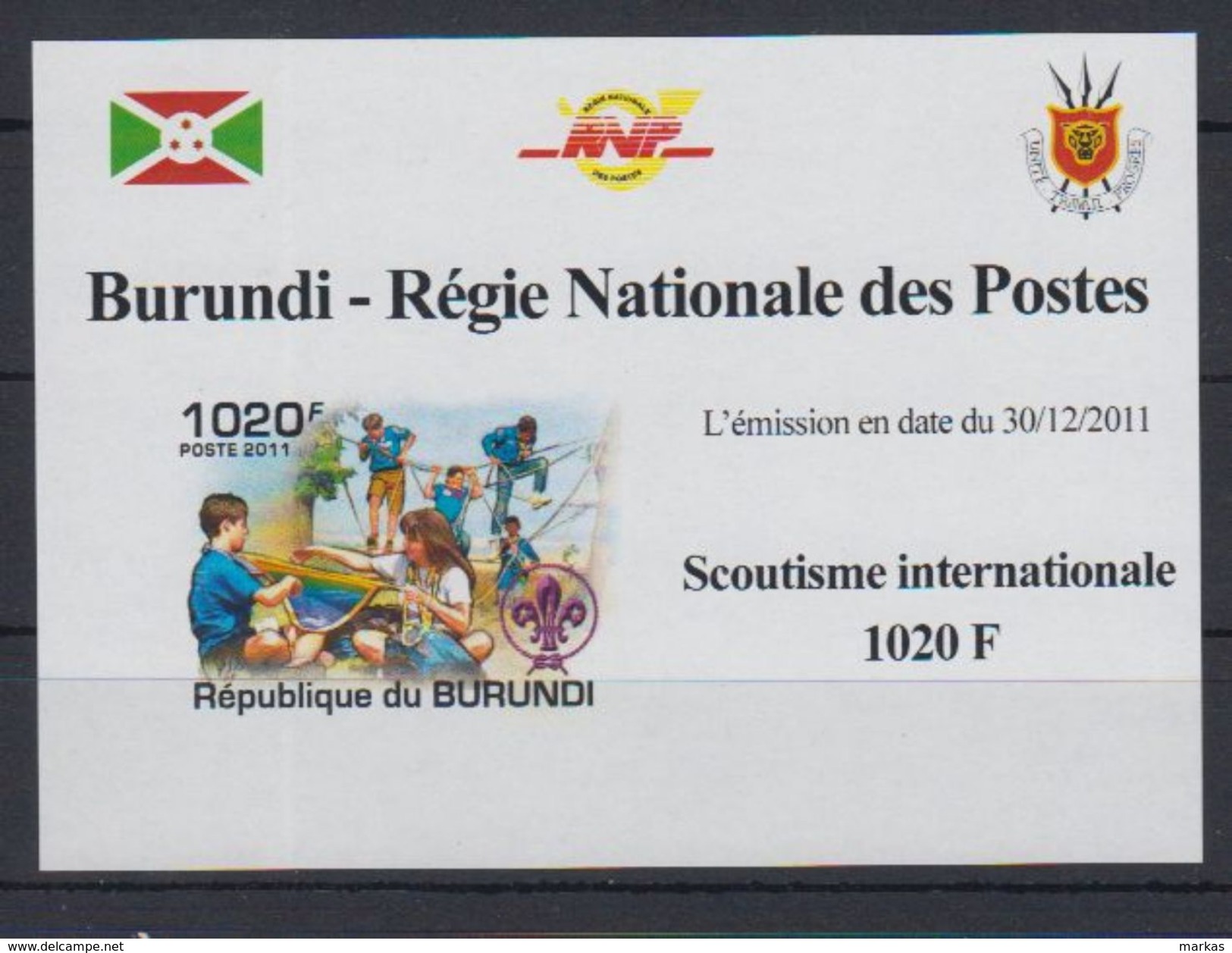 E53. Burundi - MNH - Organizations - Scouting - 2011 - Deluxe - Imperf - Sonstige & Ohne Zuordnung