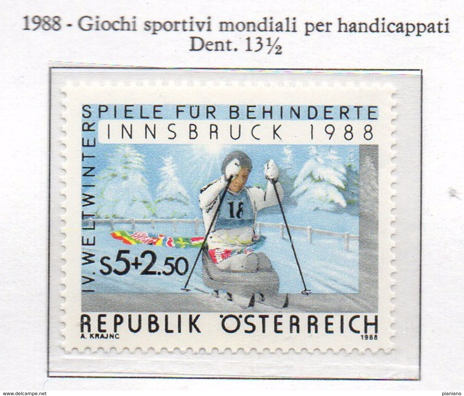 PIA  - AUSTRIA  - 1988 : Giochi Sportivi Mondiali Per Handicappati  -    (Yv 1739) - Handisport