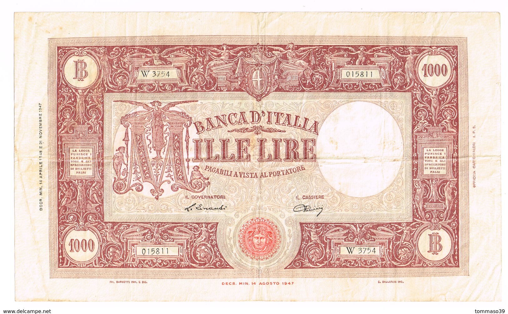 3 Banconote GRANDE M (1000 Lire) 1943 E 1947 - 1000 Lire