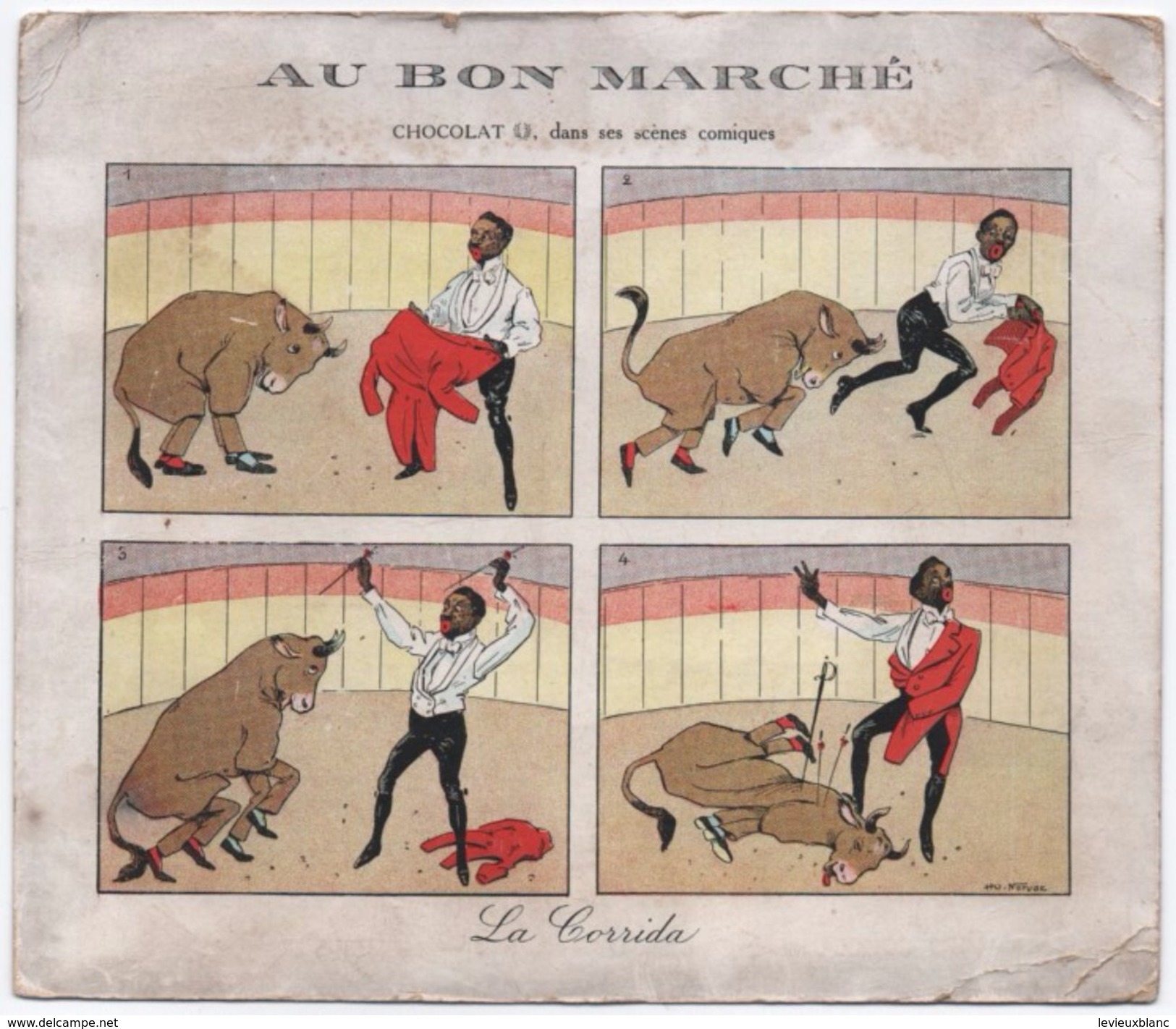 Grande Image "Au Bon Marché"/La Corrida/Chocolat Dans Ses Scénes Comiques/Maison A Boucicaut/Vers 1900-1910      IMA233 - Au Bon Marché