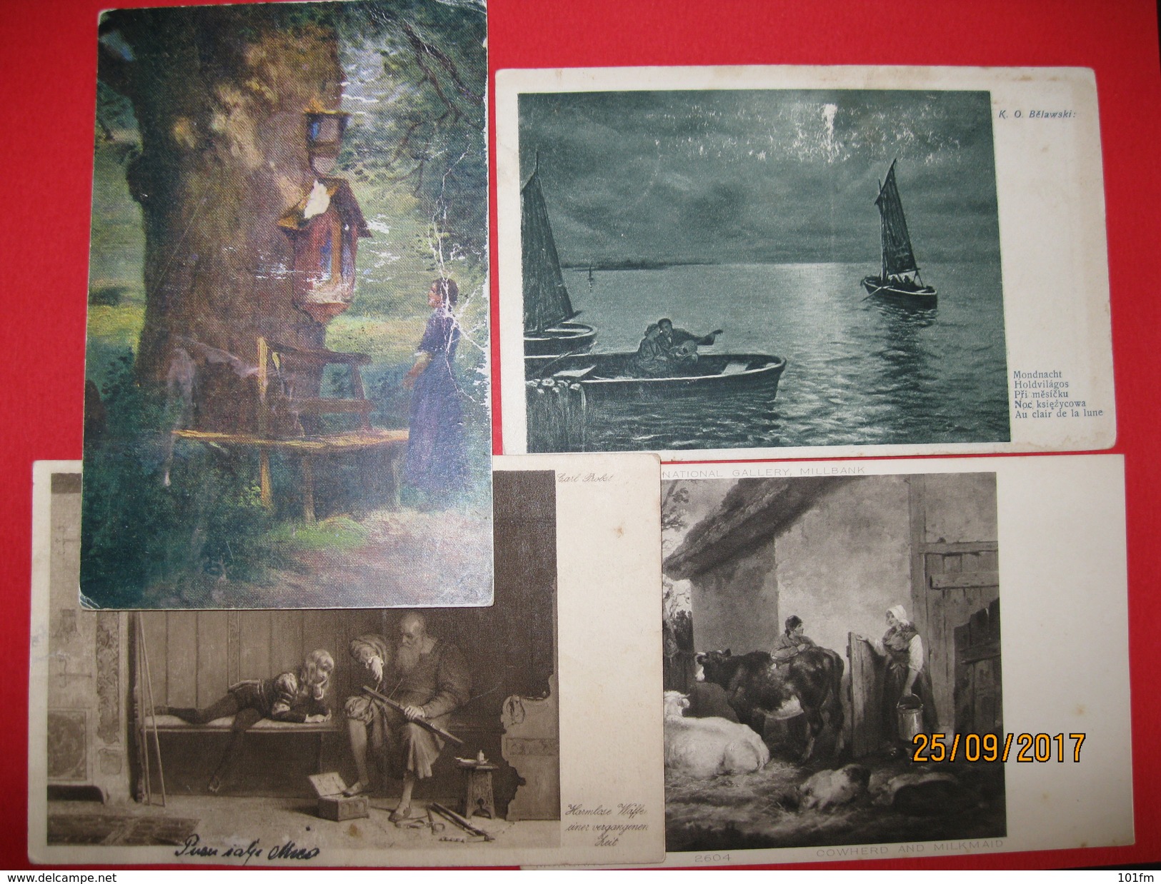 Lot 4 Postcards - Different Artists - Paintings