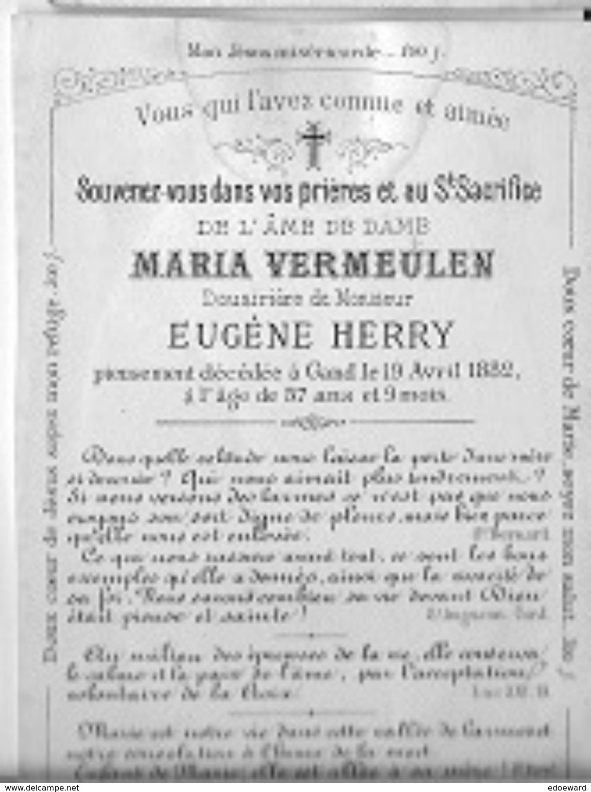 DEV FVL 2/  °  1825??? + GAND 1882   MARIA VERMEULEN       LITH.FL VAN LOO!!! - Religion & Esotérisme