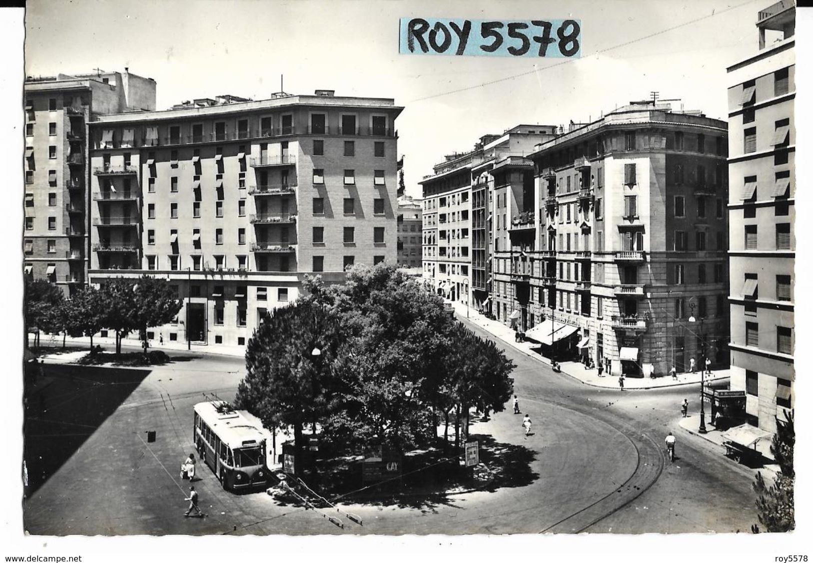 Lazio-roma Citta Piazza Istria Veduta Fermata Filobus Della Piazza Anni 50 - Places & Squares