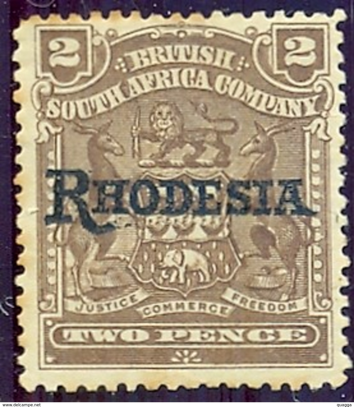 BSAC. Rhodesia 1909. 2d Brown. SG 102*. - Andere & Zonder Classificatie