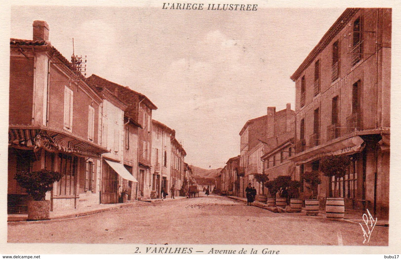 VARILHES-AVENUE DE LA GARE-AVEC SON NEGATIF SIGNE ET SA POCHETTE-BON ETAT-3 SCANS - Varilhes