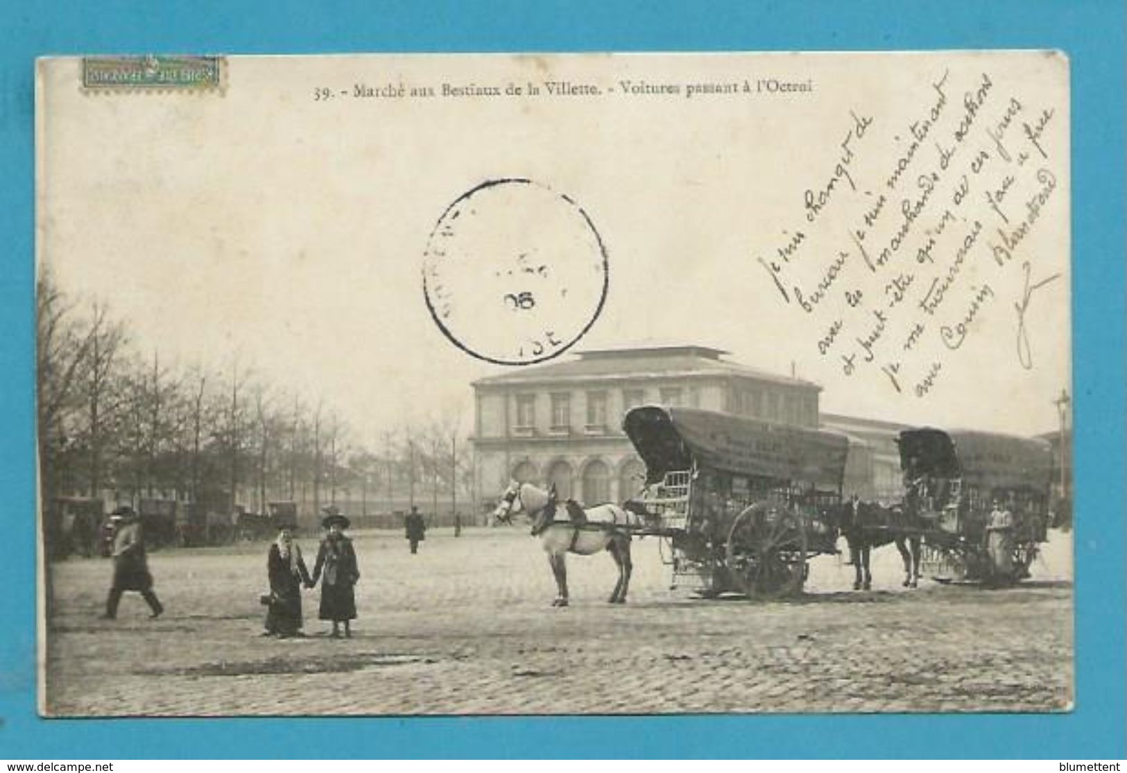 CPA 39 - Marché Aux Bestiaux De La Villtte - Voitures Passant à L'Octroi  PARIS XIXème - Distrito: 19