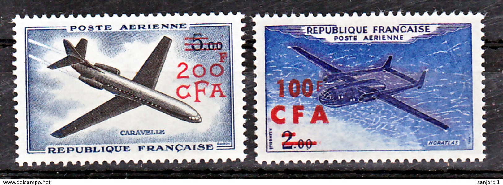 Réunion PA 58 59 Prototypes Noratlas Caravelle Nouveaux Francs Neuf ** MnH Sin Charmela Cote 16 - Luftpost