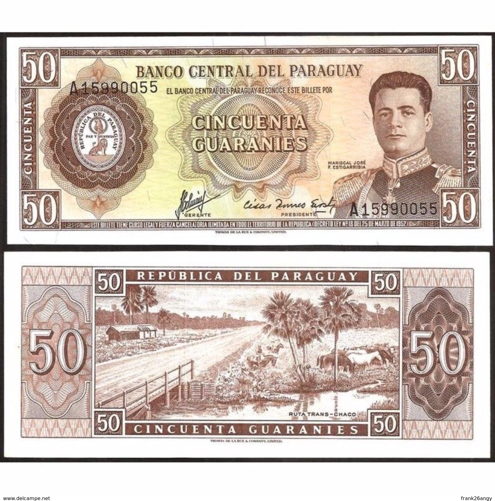 PARAGUAY - 1963 -  50 Guaranies  P197b  FDS - Paraguay