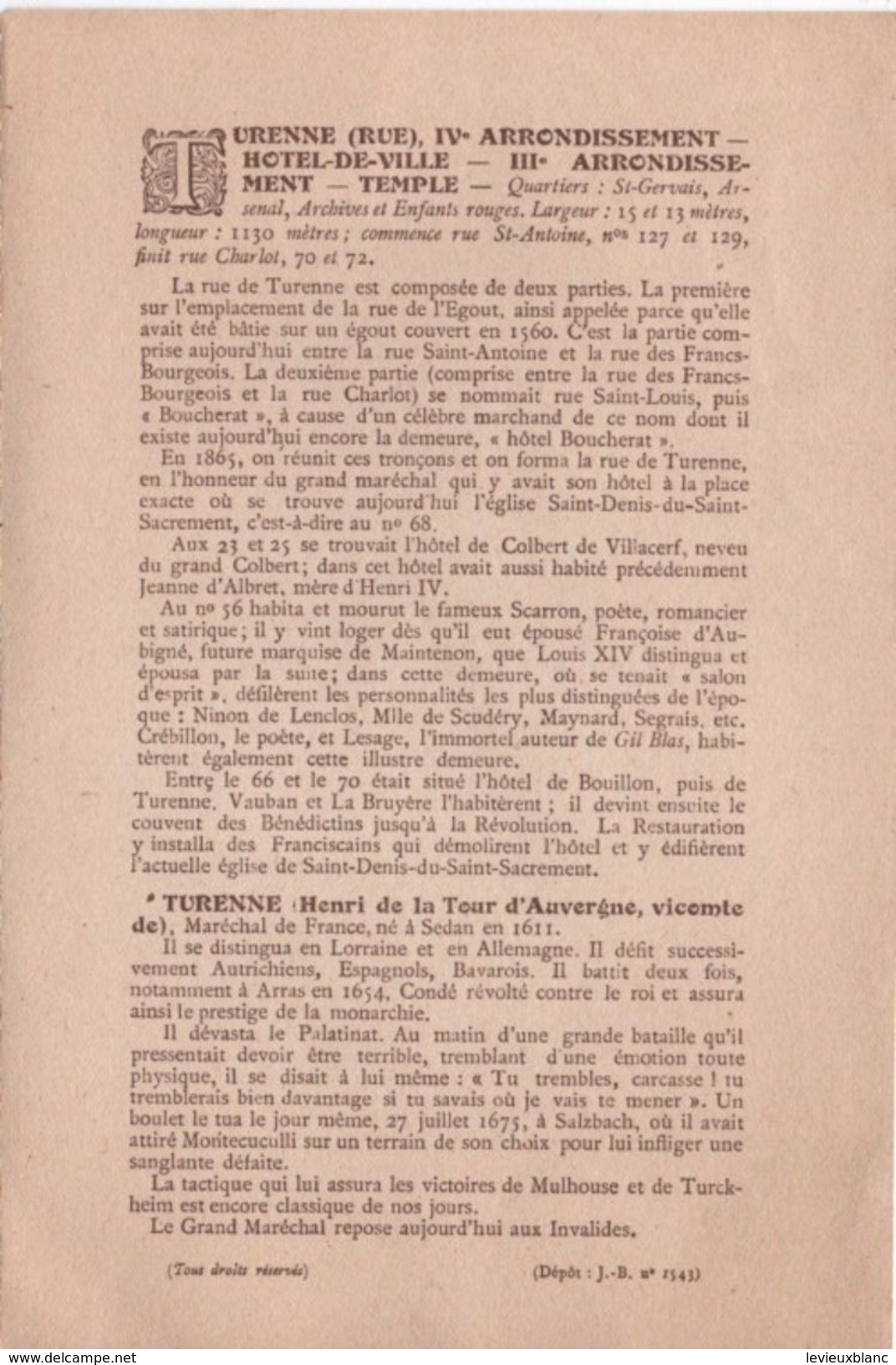 Grande Image "Au Bon Marché"/Histoire Des Rues De Paris /Turenne /Maison A Boucicaut/Viviani/Vers1900  IMA239 - Au Bon Marché