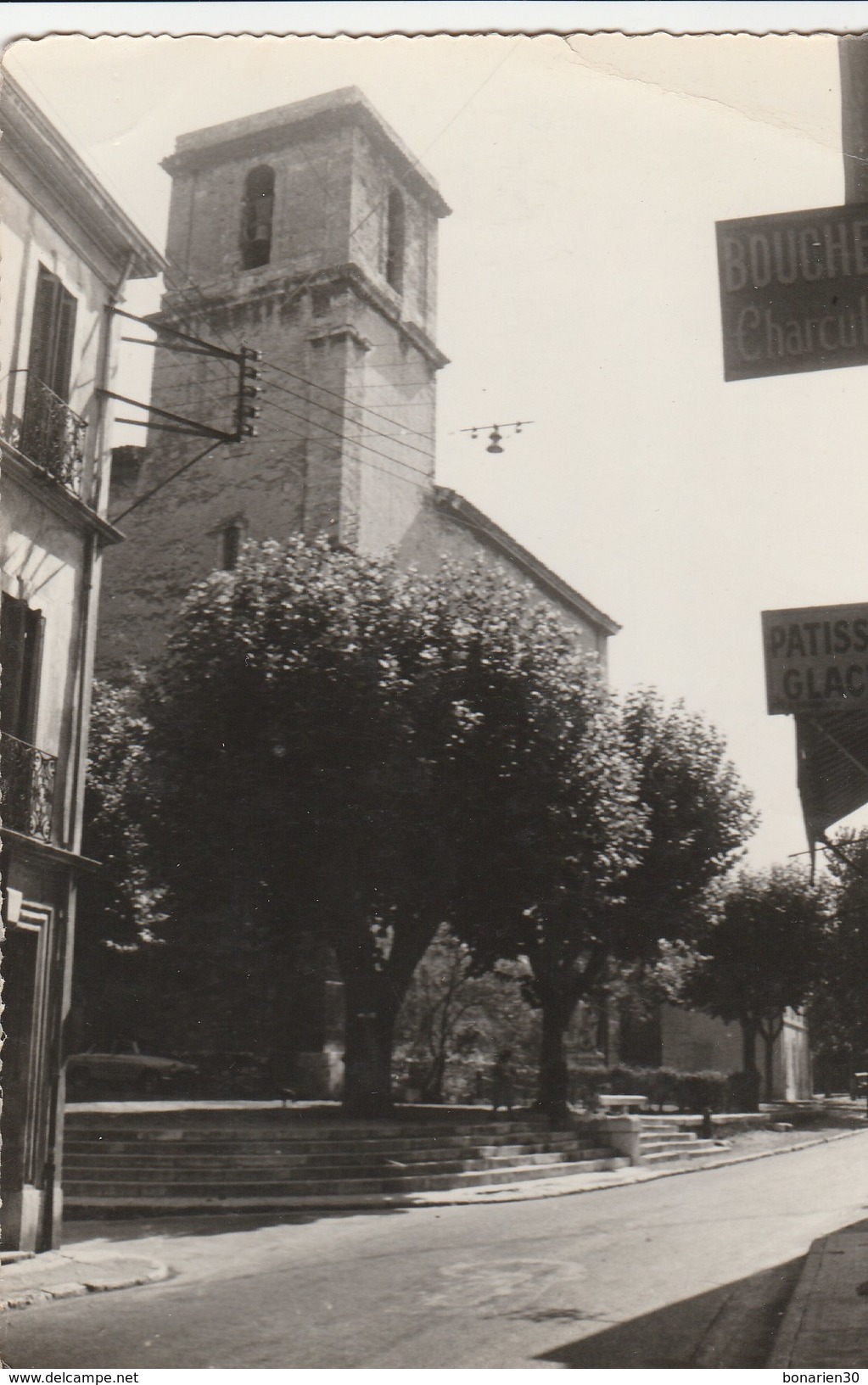 CPSM 13 ROQUEVAIRE L'EGLISE LE MONUMENT BOUCHERIE PATISSIER - Roquevaire