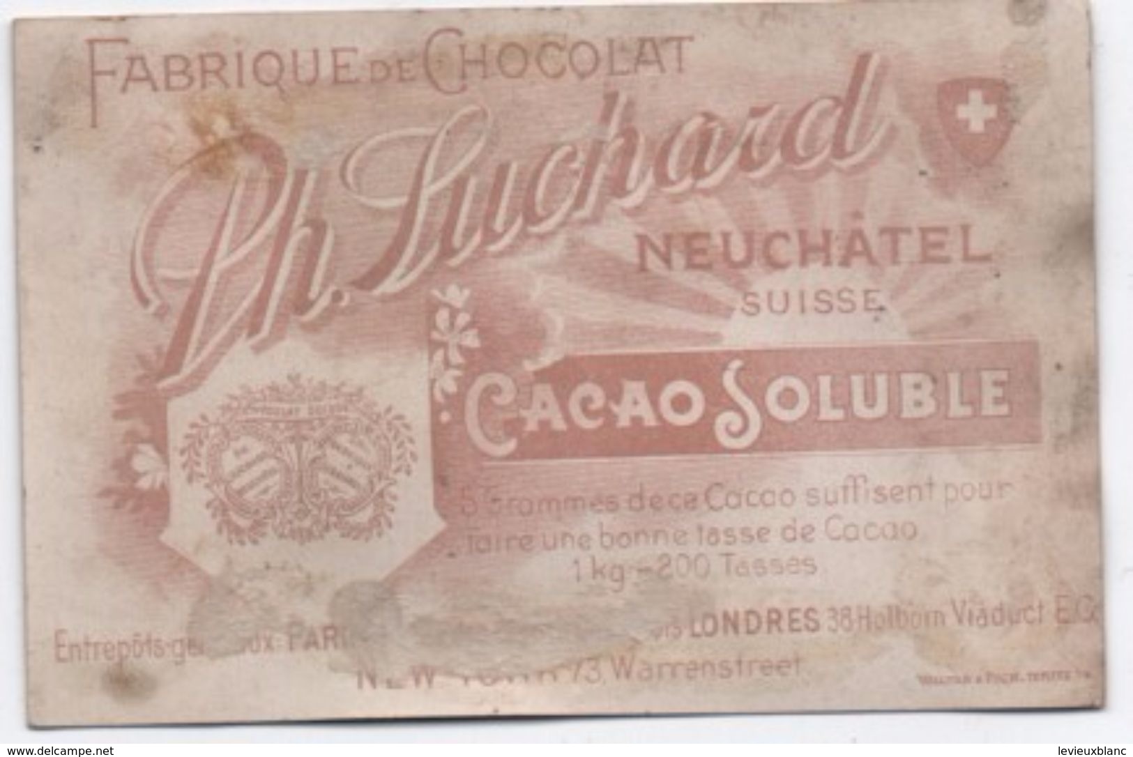 Image/Fabrique De Chocolat/ Ph SUCHARD/ Cacao Soluble /Neuchâtel / Suisse/Vers 1900   IMA241 - Suchard