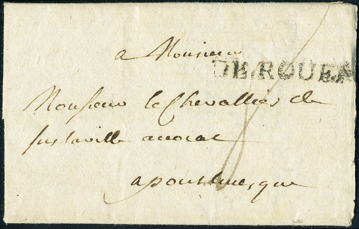 Lettre Marque Postale De Rouen (lenain N° 5), Datée De 1766 Pour Pont L'Evêque, T.B. - Sonstige & Ohne Zuordnung