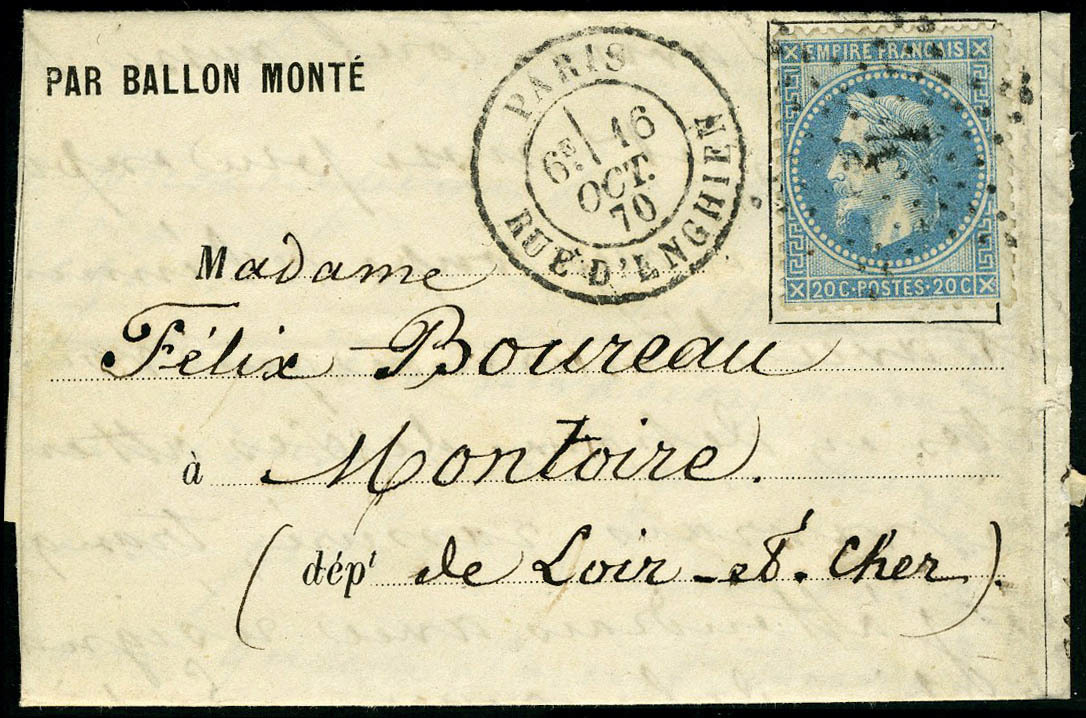 Lettre Le Victor Hugo, Càd Paris R D'Enghien 16 Oct 70, Pour Montoire (L Et Ch), Arrivée 22 Oct 70, T.B. - Otros & Sin Clasificación